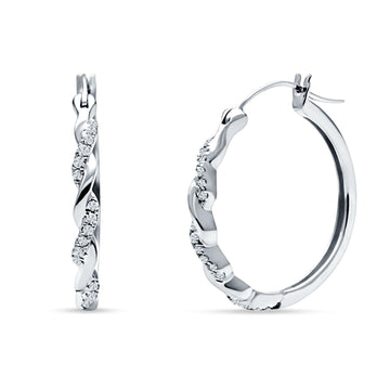 Round Twisted Infinity Hoop Earring Cubic Zirconia 925 Sterling Silver Wholesale